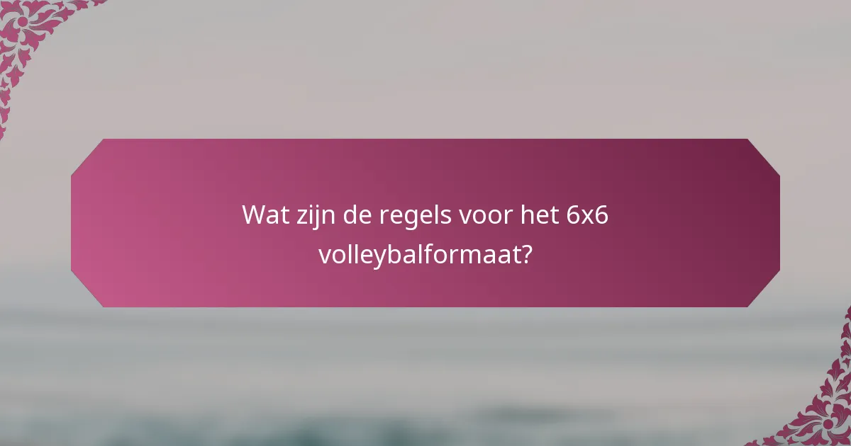 Wat zijn de regels voor het 6x6 volleybalformaat?